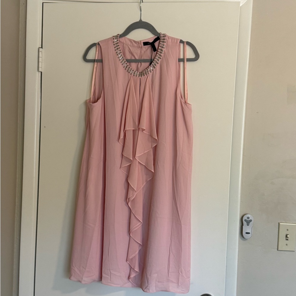 BCBGMaxAzria Pink Sleeveless Crew Neck Sundress